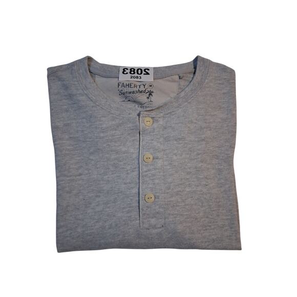 Faherty Sunwashed Men's size M Organic Cotton Grungecore Preppy Slub Henley Tee - Picture 11 of 16